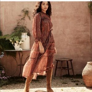 Dôen Mountain Dress in Red Mandevilla Vine Size XS